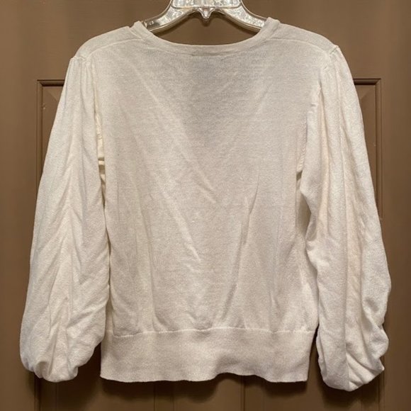 Spring + Mercer ivory statement sleeve cardigan L - Picture 3 of 3